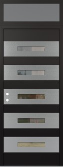 Diamond D9 36" x 96" black/black clear Glass Panel stainless steel RHI with Transom frosted Glass