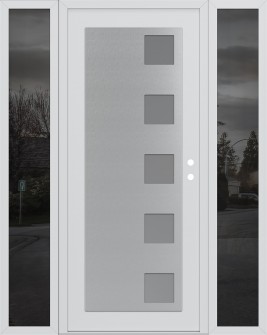 Diamond C5 60" x 80" white/white frosted Glass Panel stainless steel LHI with 2 Sidelites mirrored Glass