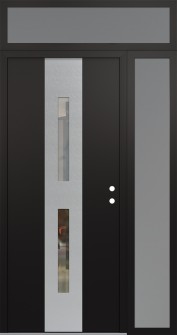 DIAMOND A6 50" X 96" BLACK/BLACK CLEAR GLASS PANEL STAINLESS STEEL LHI WITH SIDELITE AND TRANSOM FROSTED GLASS