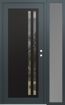 Diamond C6 52" x 80" anthracite/anthracite clear Glass Panel black LHI with Sidelite frosted Glass