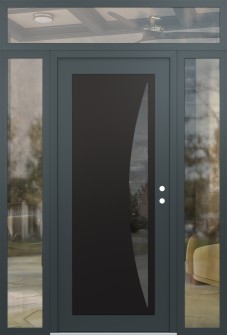 Diamond C13 68" x 96" anthracite/anthracite mirrored Glass Panel black LHI with 2 Sidelites and Transom clear Glass