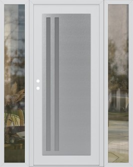 Diamond C6 64" x 80" white/white frosted Glass Panel stainless steel RHI with 2 Sidelites clear Glass