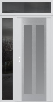 Diamond C14 52" x 96" white/white frosted Glass Panel stainless steel RHI with Sidelite and Transom mirrored Glass