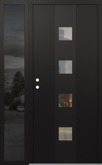 DIAMOND A12 50" X 80" BLACK/BLACK CLEAR GLASS PANEL BLACK RHI WITH SIDELITE MIRRORED GLASS