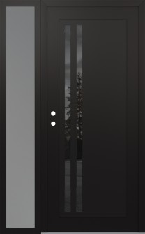 Diamond C6 50" x 80" black/black mirrored Glass Panel black RHI with Sidelite frosted Glass