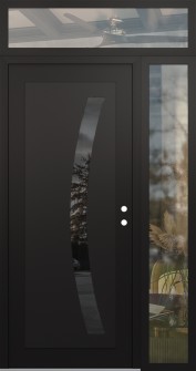 Diamond C4 52" x 96" black/black mirrored Glass Panel black LHI with Sidelite and Transom clear Glass