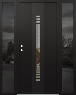 DIAMOND A5 68" X 80" BLACK/BLACK CLEAR GLASS PANEL BLACK RHI WITH 2 SIDELITES MIRRORED GLASS