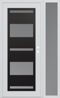 Diamond C10 50" x 80" white/white frosted Glass Panel black LHI with Sidelite frosted Glass