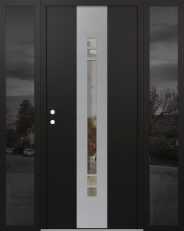 DIAMOND A4 68" X 80" BLACK/BLACK CLEAR GLASS PANEL STAINLESS STEEL RHI WITH 2 SIDELITES MIRRORED GLASS