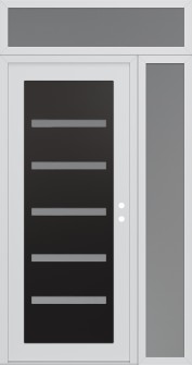 Diamond C7 50" x 96" white/white frosted Glass Panel black LHI with Sidelite and Transom frosted Glass