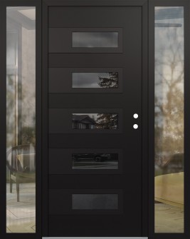 Diamond D3 64" x 80" black/black mirrored Glass Panel black LHI with 2 Sidelites clear Glass