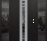 Modern Steel Front Door DIAMOND A4 64" X 80" BLACK/BLACK MIRRORED GLASS PANEL STAINLESS STEEL LHI WITH 2 SIDELITES MIRRORED GLASS