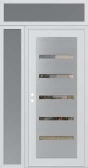 Diamond C7 50" x 96" white/white clear Glass Panel stainless steel RHI with Sidelite and Transom frosted Glass