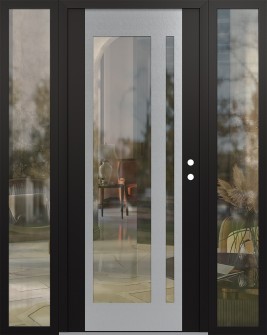 Diamond C15 64" x 80" black/black clear Glass Panel stainless steel LHI with 2 Sidelites clear Glass