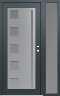 Diamond C3 48" x 80" anthracite/anthracite frosted Glass Panel stainless steel LHI with Sidelite frosted Glass