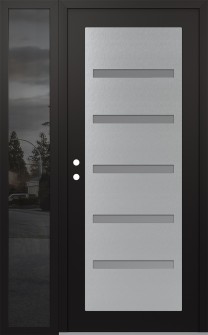 Diamond C7 52" x 80" black/white frosted Glass Panel stainless steel RHI with Sidelite mirrored Glass