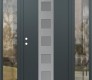 Modern Steel Front Door DIAMOND A13 64" X 80" ANTHRACITE/ANTHRACITE FROSTED GLASS PANEL STAINLESS STEEL RHI WITH 2 SIDELITES CLEAR GLASS