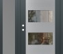Modern Steel Front Door Diamond C2 52" x 80" anthracite/anthracite clear Glass Panel stainless steel RHI with Sidelite frosted Glass