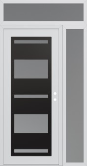 Diamond C10 52" x 96" white/white frosted Glass Panel black LHI with Sidelite and Transom frosted Glass