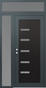 Diamond C8 52" x 96" anthracite/anthracite frosted Glass Panel black RHI with Sidelite and Transom frosted Glass