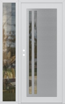 Diamond C6 52" x 80" white/white clear Glass Panel stainless steel RHI with Sidelite clear Glass