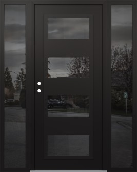 Diamond C2 68" x 80" black/black mirrored Glass Panel black RHI with 2 Sidelites mirrored Glass