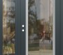 Modern Steel Front Door Diamond C1 48" x 80" anthracite/anthracite clear Glass Panel stainless steel RHI with Sidelite clear Glass