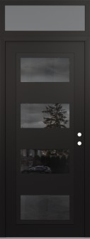 Diamond C2 36" x 96" black/black mirrored Glass Panel black LHI with Transom frosted Glass