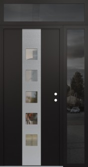 DIAMOND A13 50" X 96" BLACK/BLACK CLEAR GLASS PANEL STAINLESS STEEL LHI WITH SIDELITE AND TRANSOM MIRRORED GLASS