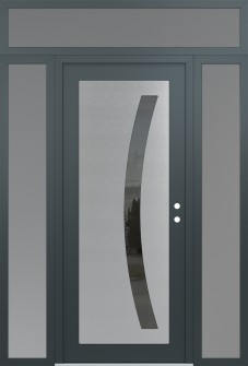 Diamond C4 64" x 96" anthracite/anthracite mirrored Glass Panel stainless steel LHI with 2 Sidelites and Transom frosted Glass