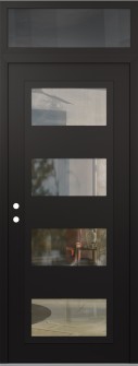 Diamond C2 36" x 96" black/black clear Glass Panel black RHI with Transom mirrored Glass