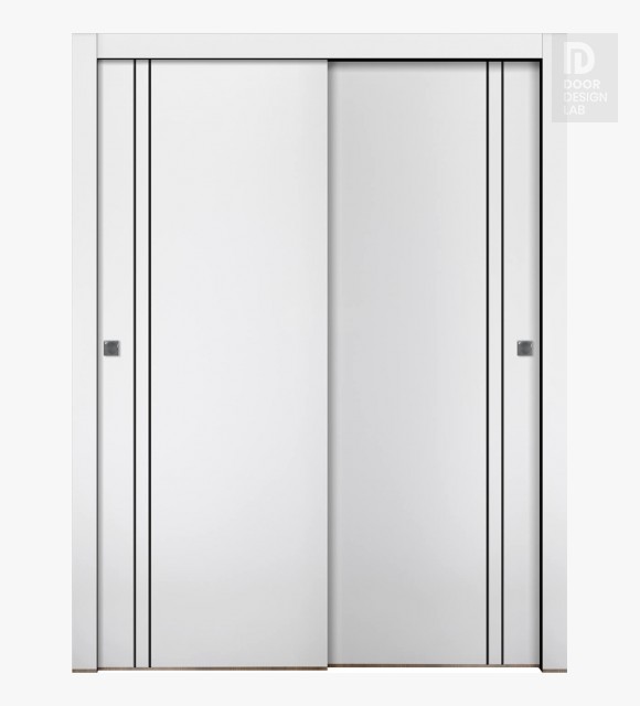 Smart Pro 2V Black Polar White Modern Interior Bypass Doors by Belldinni