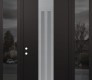Modern Steel Front Door DIAMOND A8 60" X 96" BLACK/WHITE FROSTED GLASS PANEL STAINLESS STEEL RHI WITH 2 SIDELITES AND TRANSOM MIRRORED GLASS