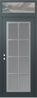 Diamond C16 36" x 96" anthracite/anthracite frosted Glass Panel stainless steel RHI with Transom clear Glass