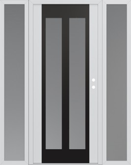 Diamond C14 60" x 80" white/white frosted Glass Panel black LHI with 2 Sidelites frosted Glass