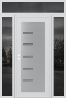 Diamond C8 60" x 96" white/white frosted Glass Panel stainless steel RHI with 2 Sidelites and Transom mirrored Glass