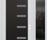 Modern Steel Front Door Diamond C8 50" x 96" white/white frosted Glass Panel black LHI with Sidelite and Transom mirrored Glass