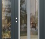 Modern Steel Front Door Diamond C14 50" x 80" anthracite/anthracite clear Glass Panel stainless steel RHI with Sidelite clear Glass