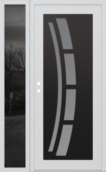 Diamond C12 50" x 80" white/white frosted Glass Panel black RHI with Sidelite mirrored Glass