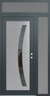 Diamond C4 50" x 96" anthracite/anthracite mirrored Glass Panel stainless steel LHI with Sidelite and Transom frosted Glass