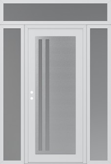 Diamond C6 68" x 96" white/white frosted Glass Panel stainless steel RHI with 2 Sidelites and Transom frosted Glass