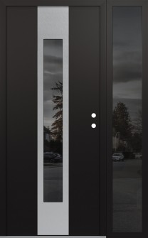 DIAMOND A1 48" X 80" BLACK/BLACK MIRRORED GLASS PANEL STAINLESS STEEL LHI WITH SIDELITE MIRRORED GLASS