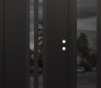 Modern Steel Front Door DIAMOND A8 50" X 80" BLACK/BLACK MIRRORED GLASS PANEL BLACK LHI WITH SIDELITE MIRRORED GLASS