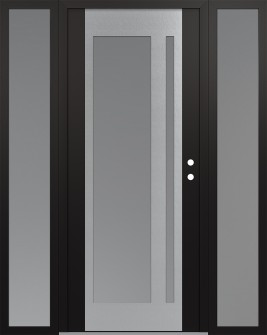 Diamond C15 68" x 80" black/white frosted Glass Panel stainless steel LHI with 2 Sidelites frosted Glass