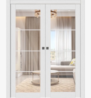 Palladio 4 Lite Clear Vetro Bianco Noble Double pocket doors