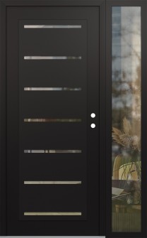 Diamond C11 48" x 80" black/black clear Glass Panel black LHI with Sidelite clear Glass