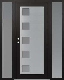Diamond C5 60" x 80" black/white frosted Glass Panel stainless steel RHI with 2 Sidelites frosted Glass