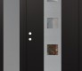 Modern Steel Front Door DIAMOND A12 52" X 80" BLACK/BLACK CLEAR GLASS PANEL STAINLESS STEEL RHI WITH SIDELITE FROSTED GLASS