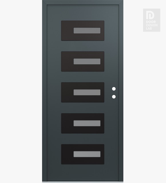 Modern Steel Front Door Diamond D6 36" x 80" anthracite/anthracite frosted Glass Panel black LHI