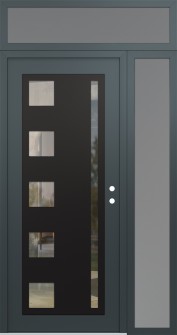 Diamond C3 50" x 96" anthracite/anthracite clear Glass Panel black LHI with Sidelite and Transom frosted Glass